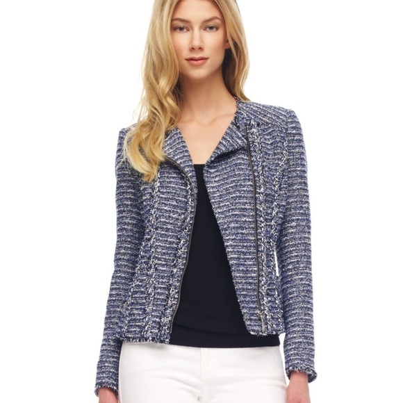 Michael Michael Kors Blue Tweed Biker Jacket size XS - Picture 1 of 9
